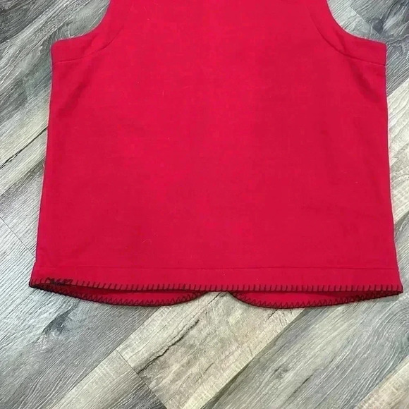 Blair Womens Ugly Christmas vest red with bears and trees. Size med button up - Picture 11 of 14